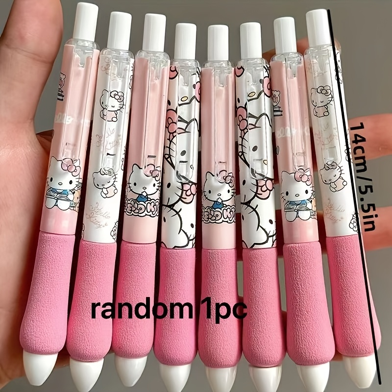 Random Selected Cute Pink and White Gel Pens, Character Illustrations