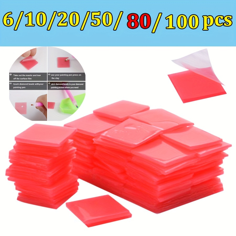 

6-100pcs Silicone Adhesive Sticky Wax Dotting Tool For Diamond Painting - Red Glue Clay Embroidery Craft Accessories