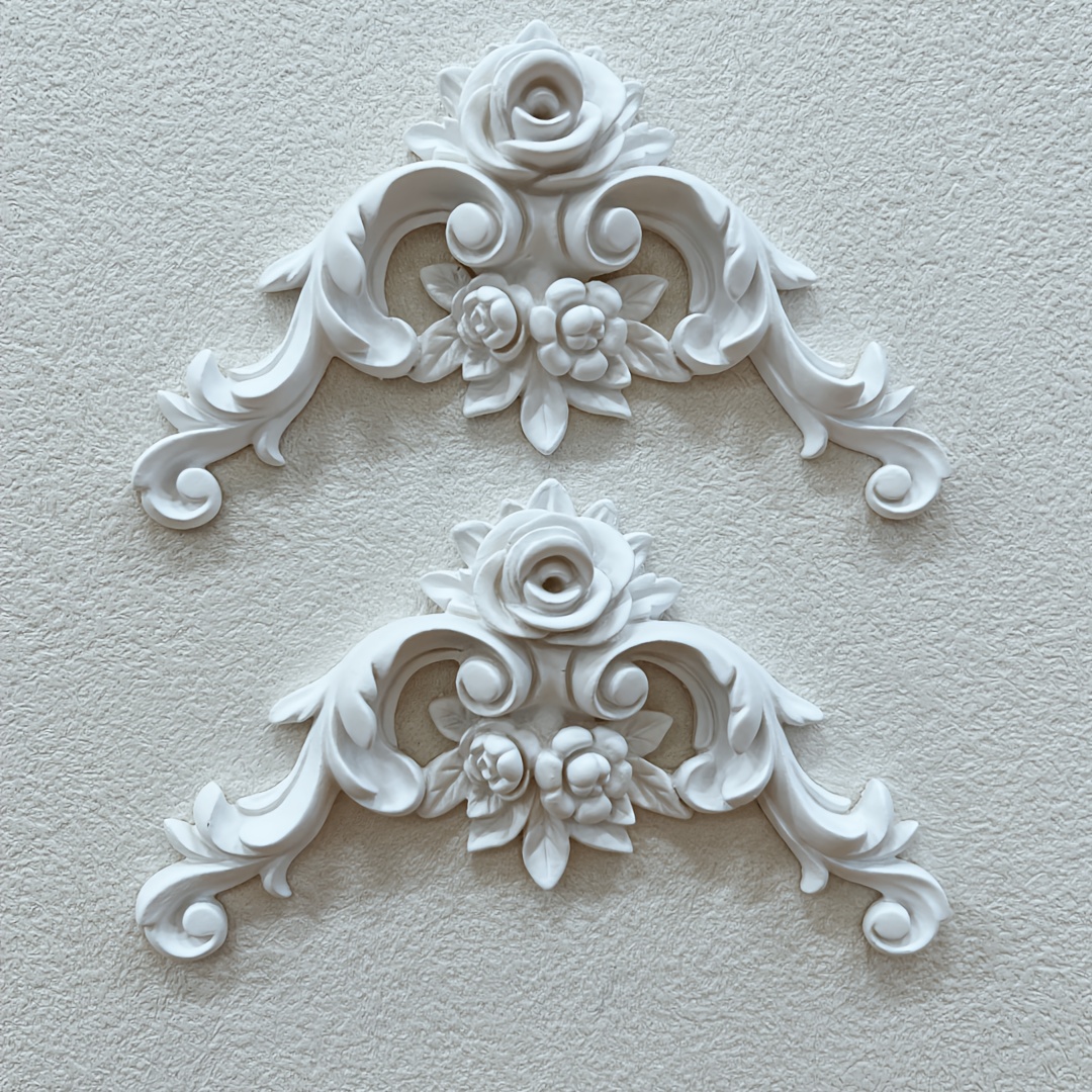 TEMU Lot de 2 bandes décoratives d'angle florales de luxe de style français pour décoration de plafond de style français ; Panneaux muraux légers en