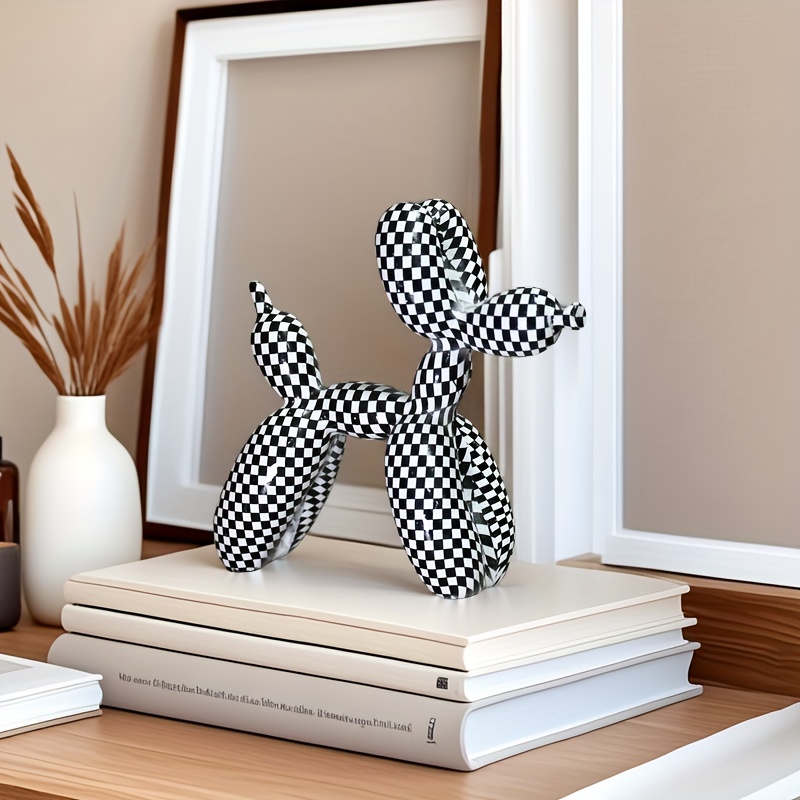 E-shop ' Gitter' Mittelgroßer Ballonhund Ornament, Tierfiguren für Wohnkultur - Minimalistische Kunst für Bücherregale, Couchtische und Schreibtische