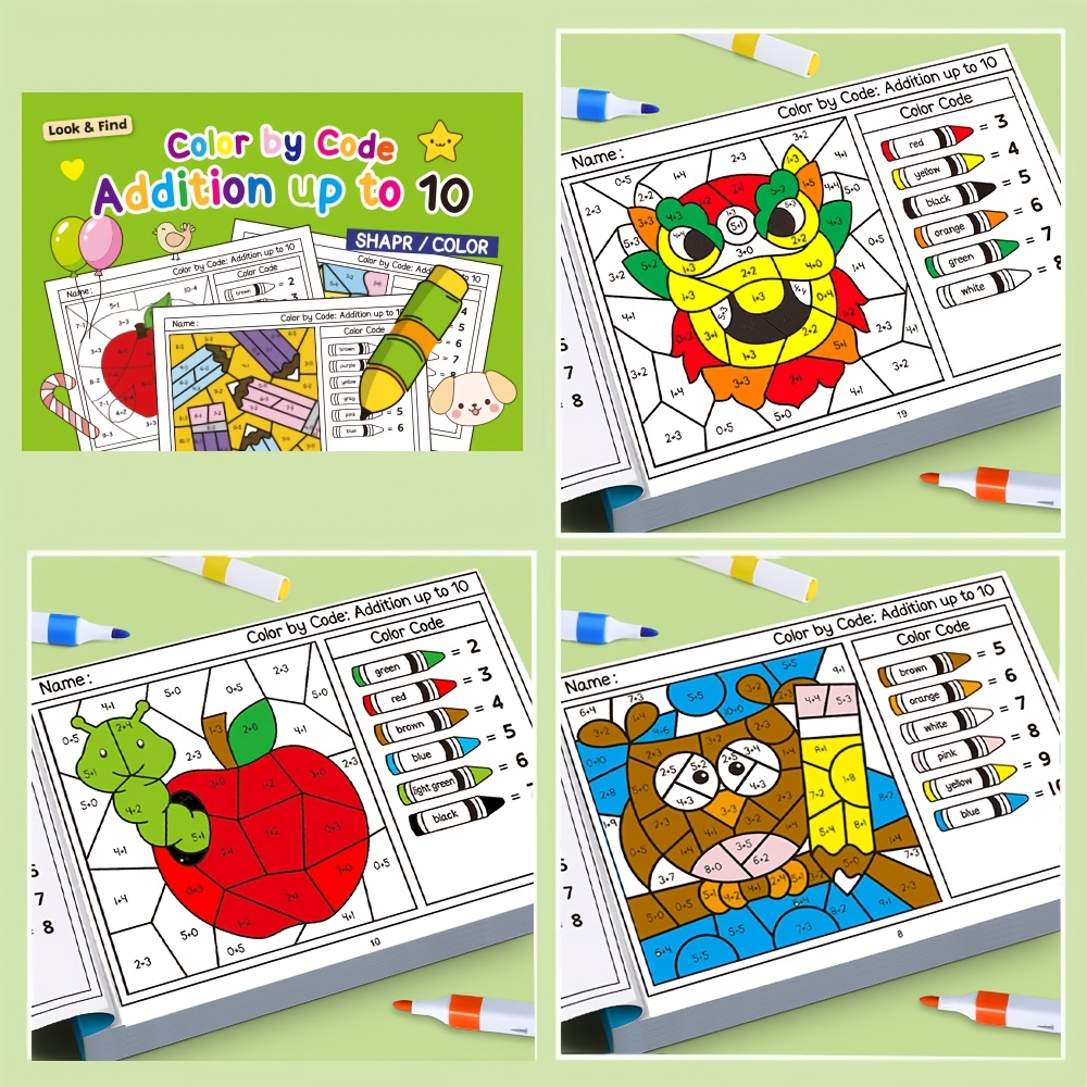 Treasure Coloring Book With , Number Addition And Subtraction Coloring Pages, Educational Activity Book, Back To School & Christmas Gift