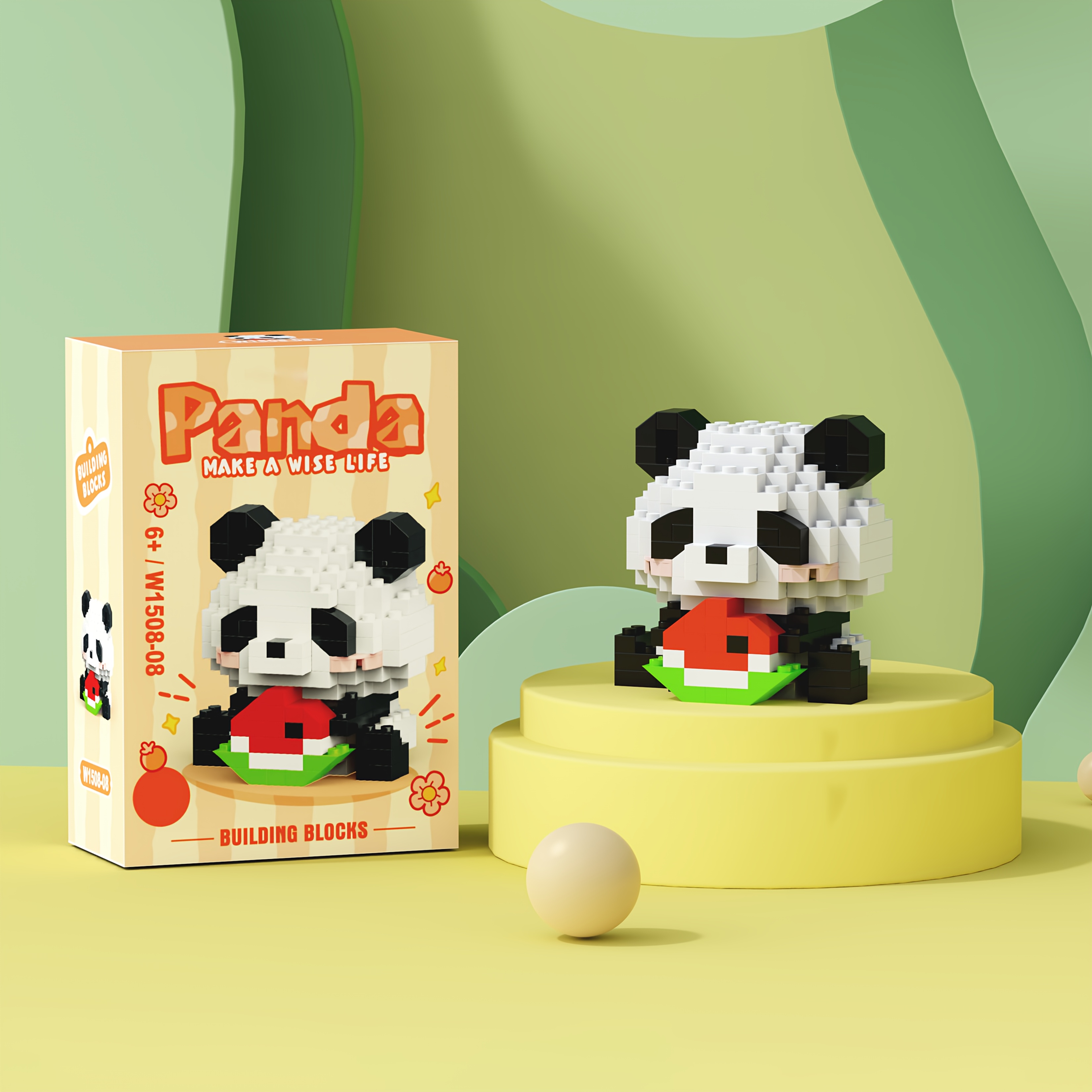 Panda Building Blocks Series Desktop Ornaments | Festive Gift, Mixed Colors, Abs Material