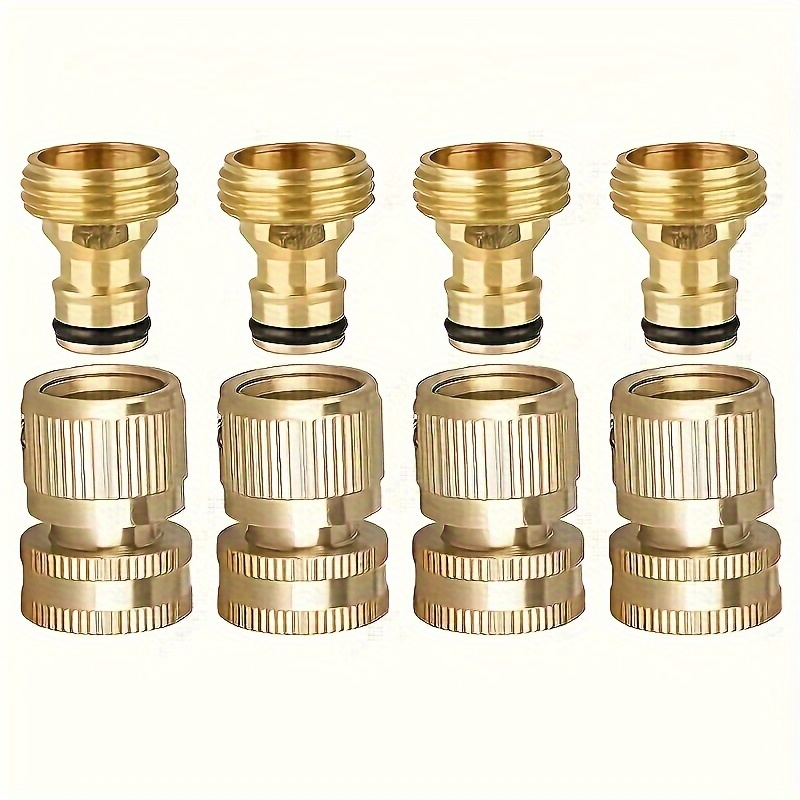 

2-piece Heavy-duty Brass Hose Quick Connect Set - Leak-proof, Easy Install For Outdoor Lawn & Garden - Durable, Weatherproof With Us Standard 3/4" Ght Threads