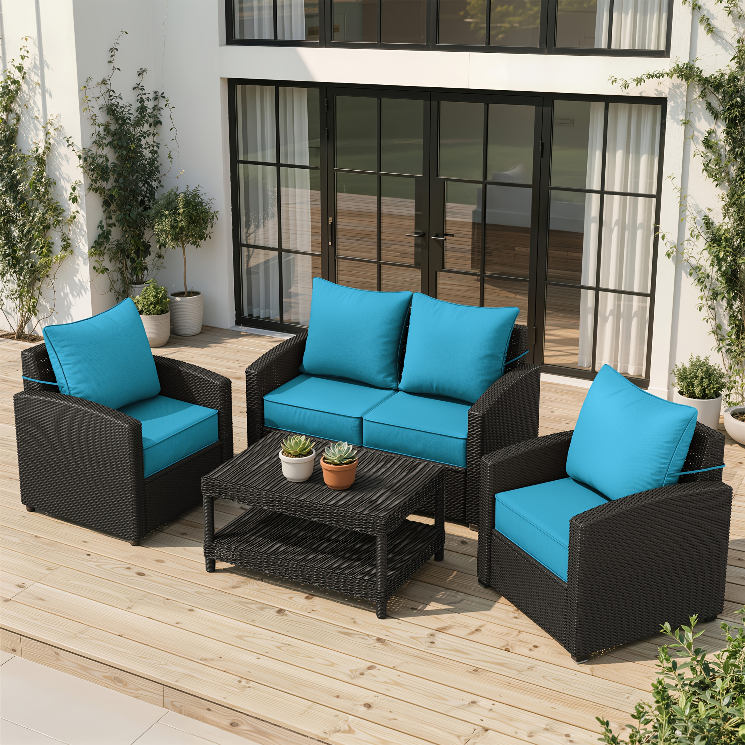 Outdoor Cushion Set of 1pc/2pcs/4pcs/6pcs - Thick 35D High-Density Foam Cushions Measuring 24*24*6.5 Inches, Featuring Quick Rebound, High Durability, And Easy Cleaning, Suitable for Outdoor Furniture Like Sofas And Patio Chairs