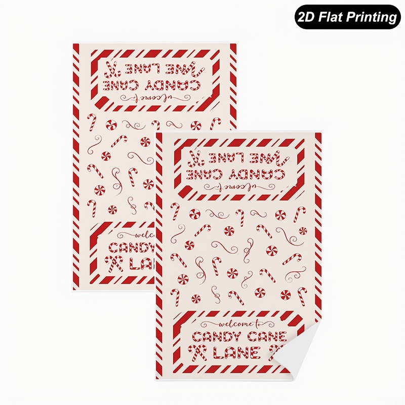 TEMU 2pcs Candy Cane Kitchen Towels Suitable For Christmas Decorative Tea Towels, Retro Farmhouse Dish Cloths With Candy Cane Print, Hand Wash Only