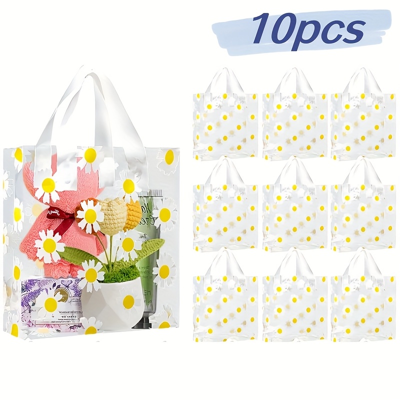 Image of Gift For Her/him 10/20pcs Daisy-themed Gift Bags - Multifunctional, Ideal For Packaging Cosmetics, Gift Handbags, Souvenir Bags, And Storage For Clothing And Party Supplies