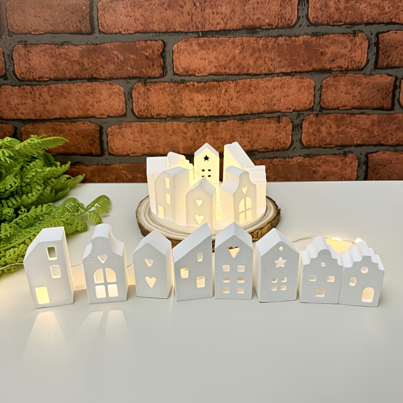 

8pcs Mini Hollow Small House Ornament Silicone Mold Diy Plaster Mold Crystal Drip Mold