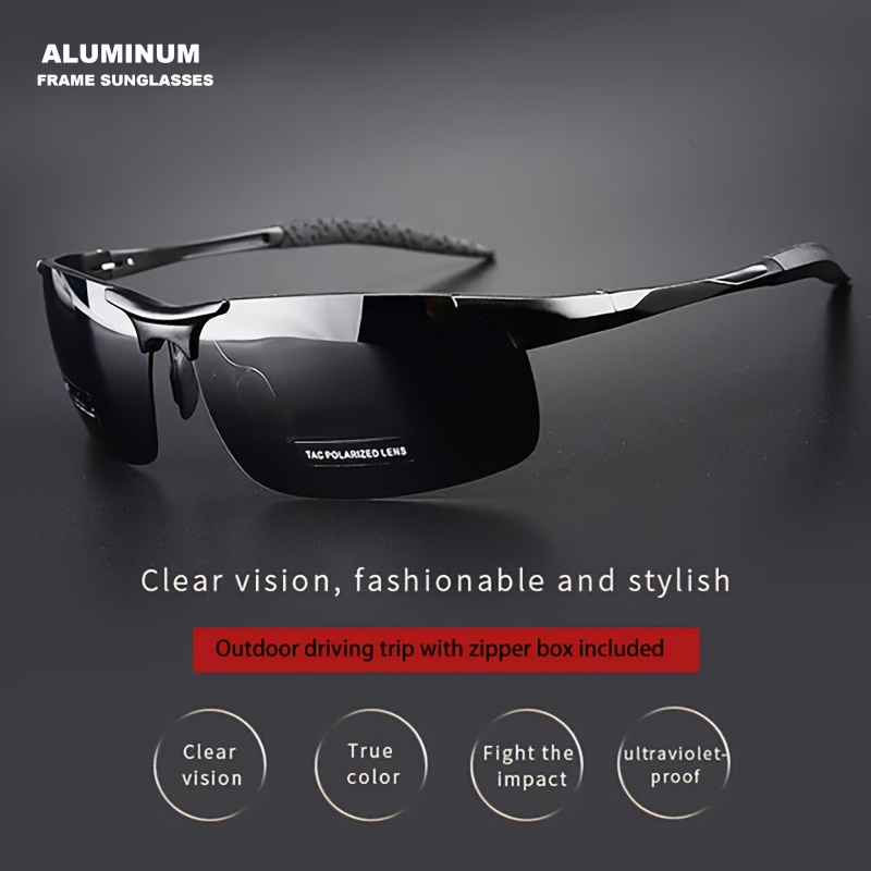 Men Sunglasses UV400 Polarized Glasses Fishing Sports Driving Wraparound Eyewear Black C