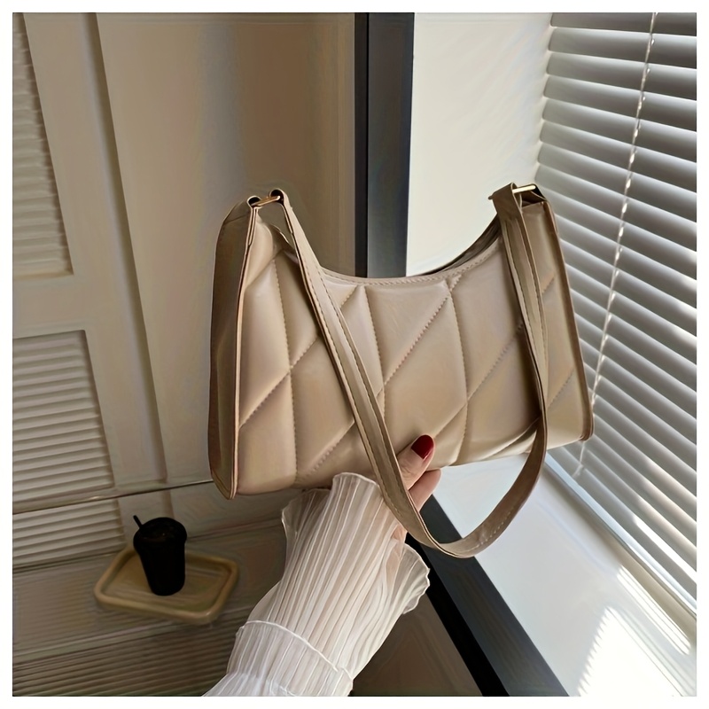 Bolso de Hombro Casual para Mujer, Bolso de Axila Elegante y Sencillo, Cartera Moderna para Uso Diario y Desplazamientos, Disponible en 3 Colores: , Blanco, Caqui