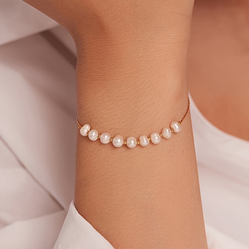 Freshwater Pearls Stainless Steel Bracelet, Elegant Gift