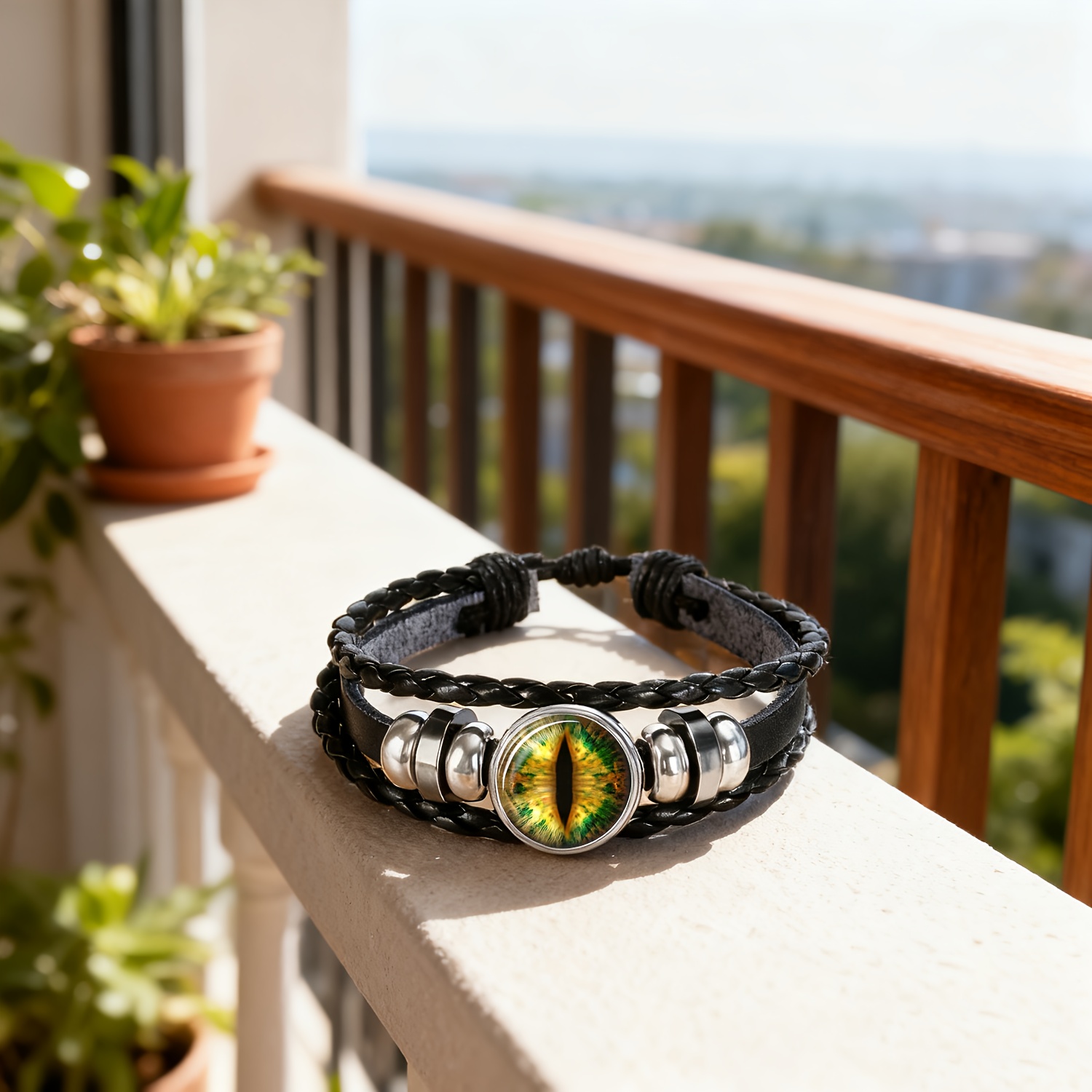 Men's Classic Colored Glass Pattern Bracelet
