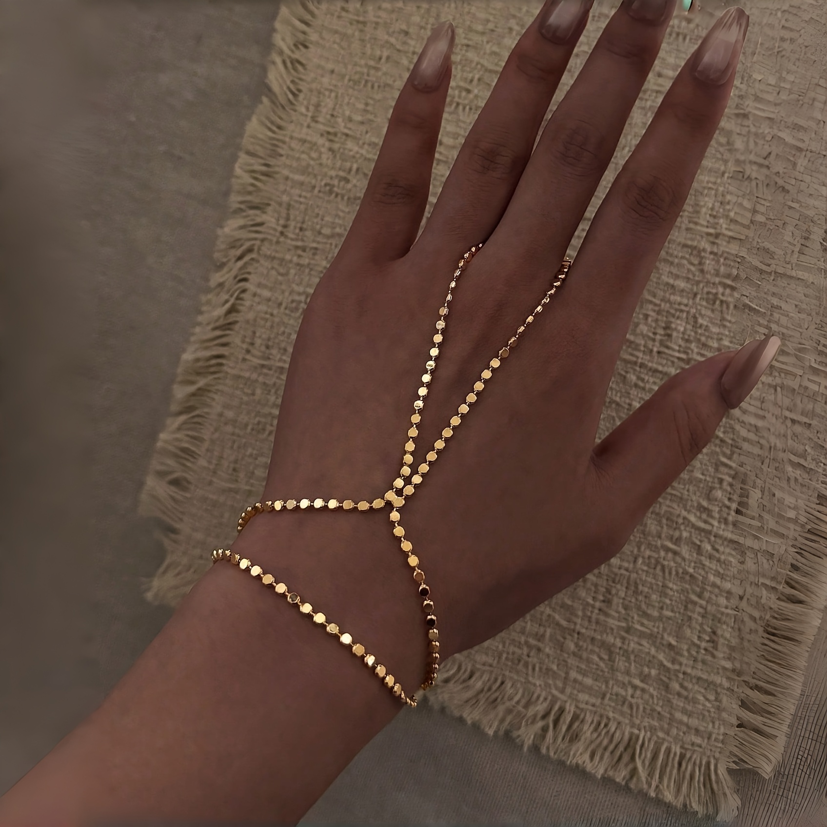 TEMU 1pc, Double-layered Twisted Copper Chain Bracelet, Fashionable, Sexy, Versatile, Suitable For Gifting, Vacations, And Parties, Double-layered