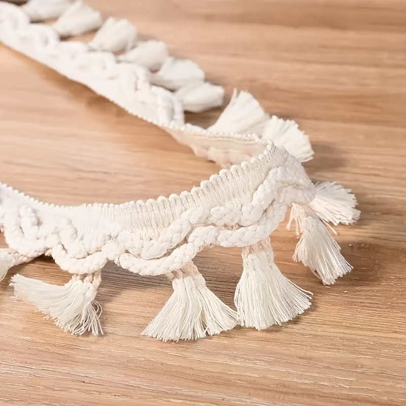 TEMU Bordure à franges et bohème 1 yard 6,5 cm, macramé crème pour rideaux, coussins, décoration d'intérieur, bricolage