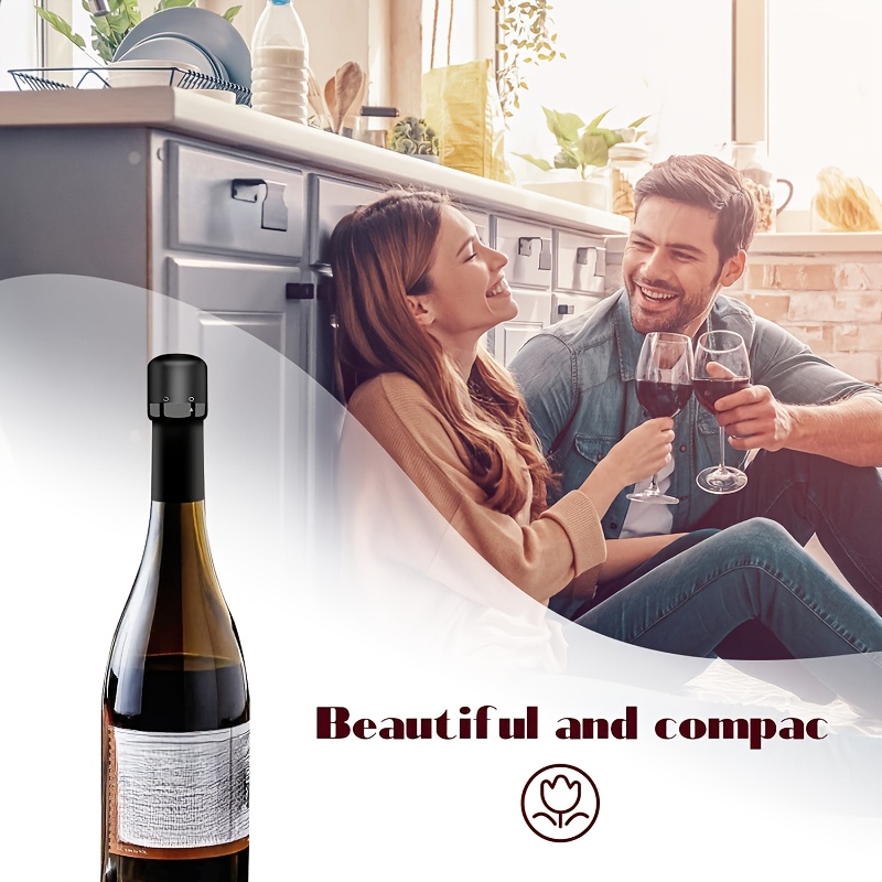 10个防漏真空葡萄酒塞 - 可重复使用的香槟瓶密封盖，带有安全盖，适用于葡萄酒和香槟的保鲜，适用于家庭酒吧、厨房和餐厅使用，葡萄酒瓶密封器，厨房必备品，现代厨房用品，防漏设计 商品详情 3
