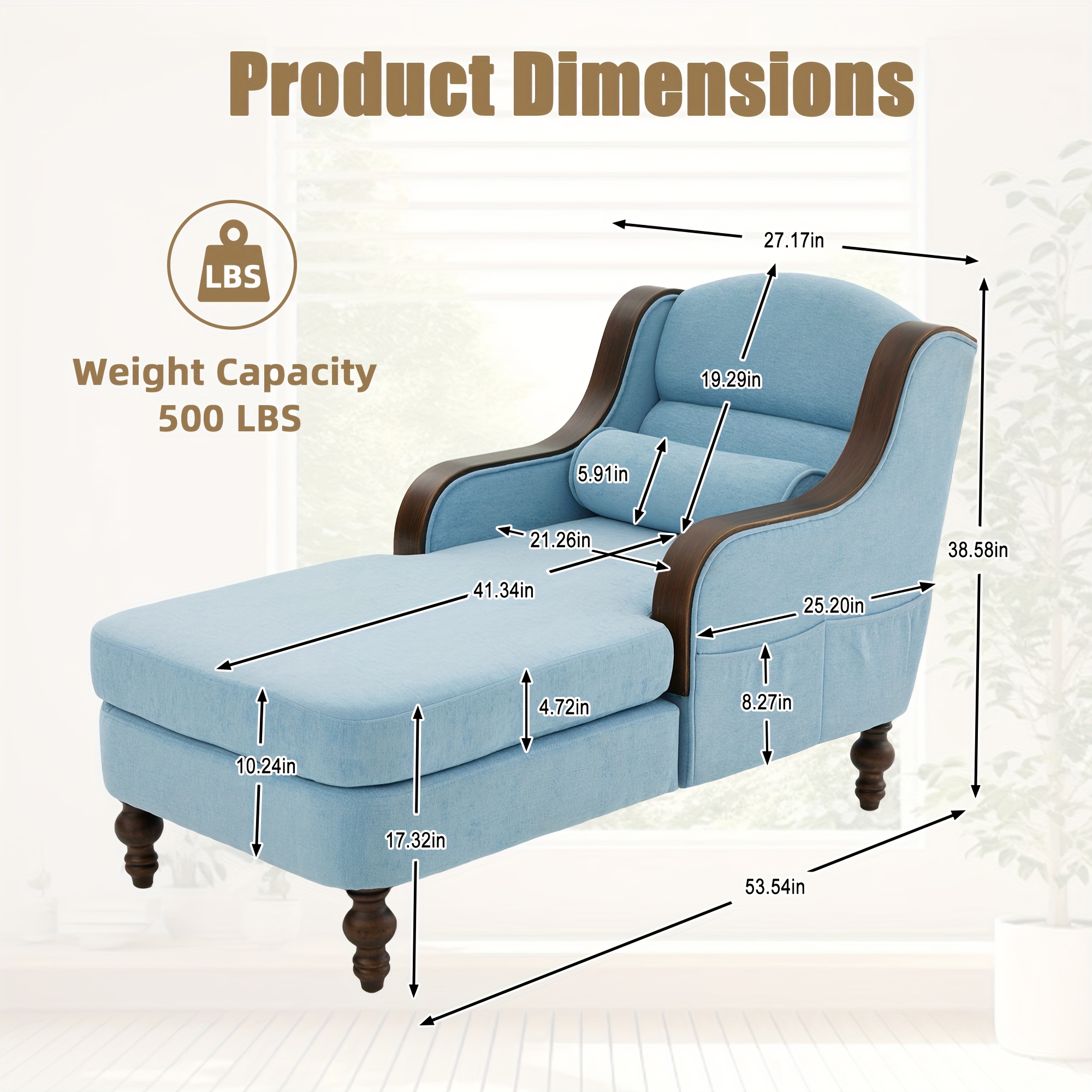 Large Indoor Chaise Lounge, Fabric Single Sofa Bed Featuring a Spacious Seat, Upholstered Relaxing Armchair, Reading Couch Collection for Living Room And Bedroom