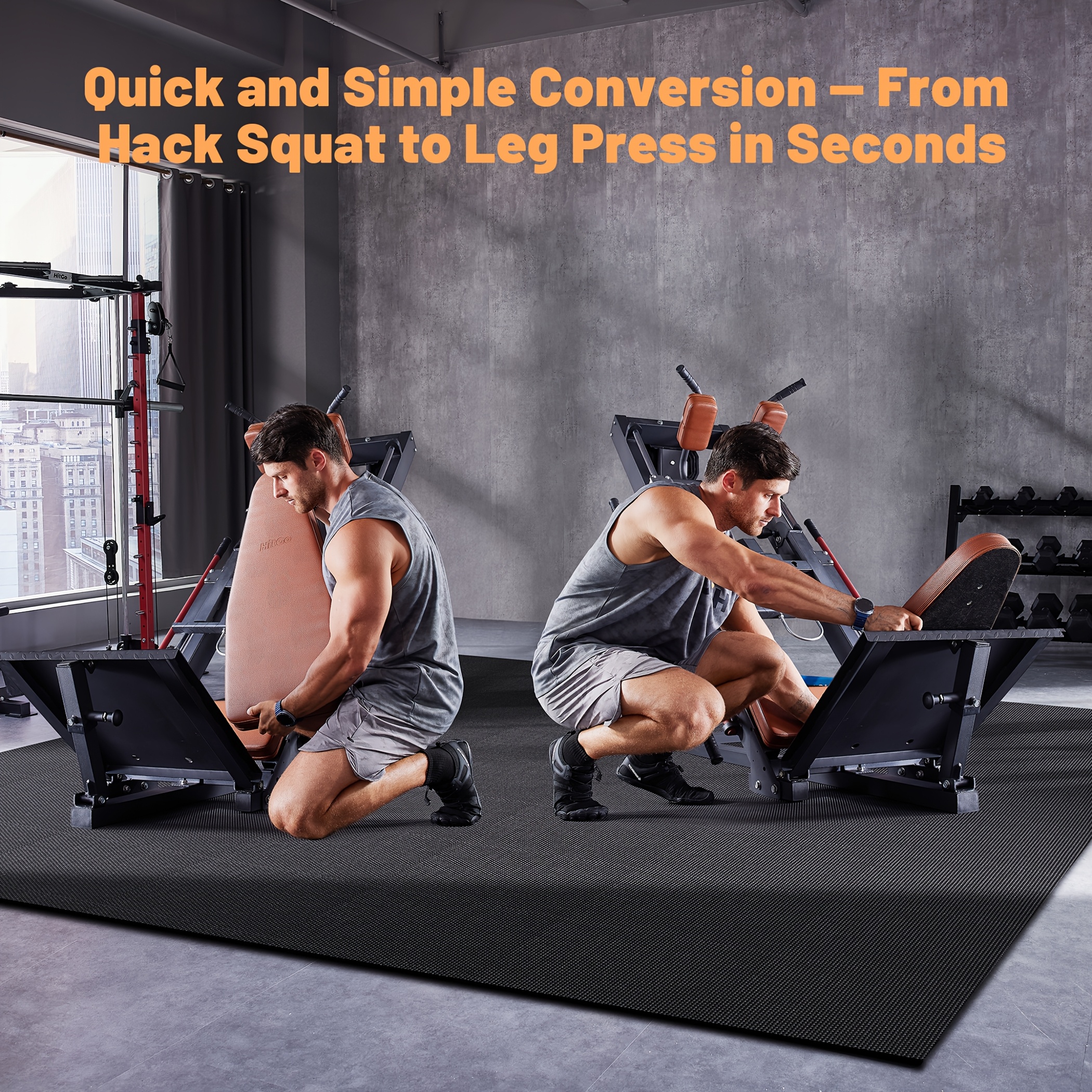 1   squat leg press combo machine convertible lower body trainer with heavy duty   adjustable   padded seat   in and grey Product details 6