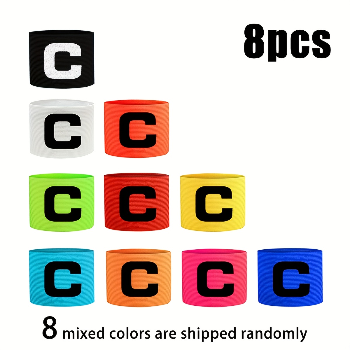 Image of New 8pcs Random Mixed Colors Football Captain Armbands, High-elastic Non-tight, Accurate Positioning Of Captain Position, Suitable For Training And Competition, Gift For Best Sports