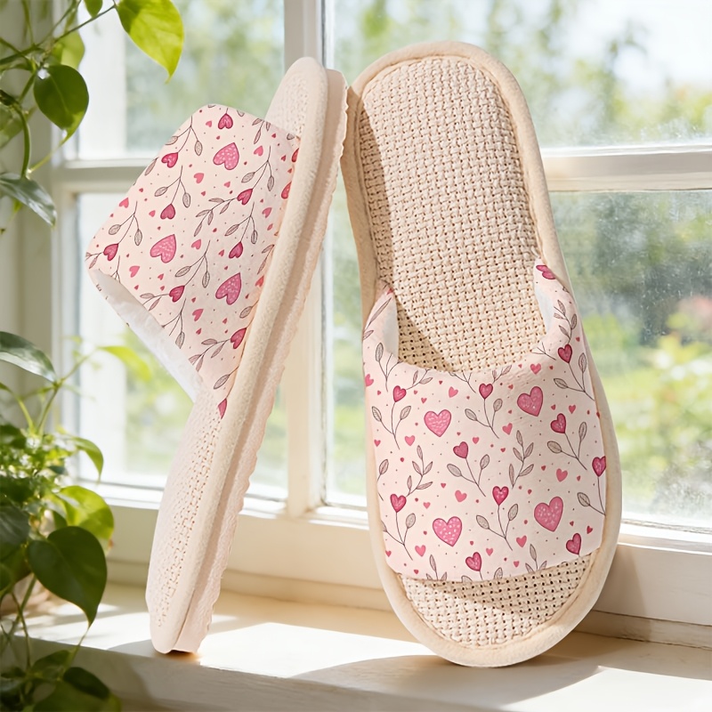 TEMU Printed Open-toe Home Slippers For Women And Men, Breathable Comfortable Indoor And Outdoor Couple's For Summer, House Bedroom Slippers,