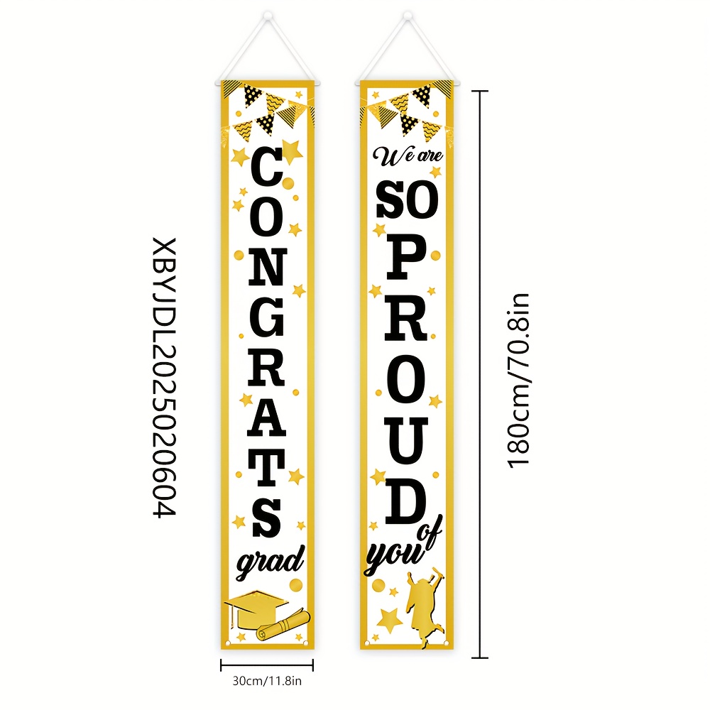 TEMU 1 Pair, Polyester Graduation Season Themed Porch Decoration Couplet, 180cm * 30cm/ In * 11.9 In, With "congratulations To " And " Of You" Themed
