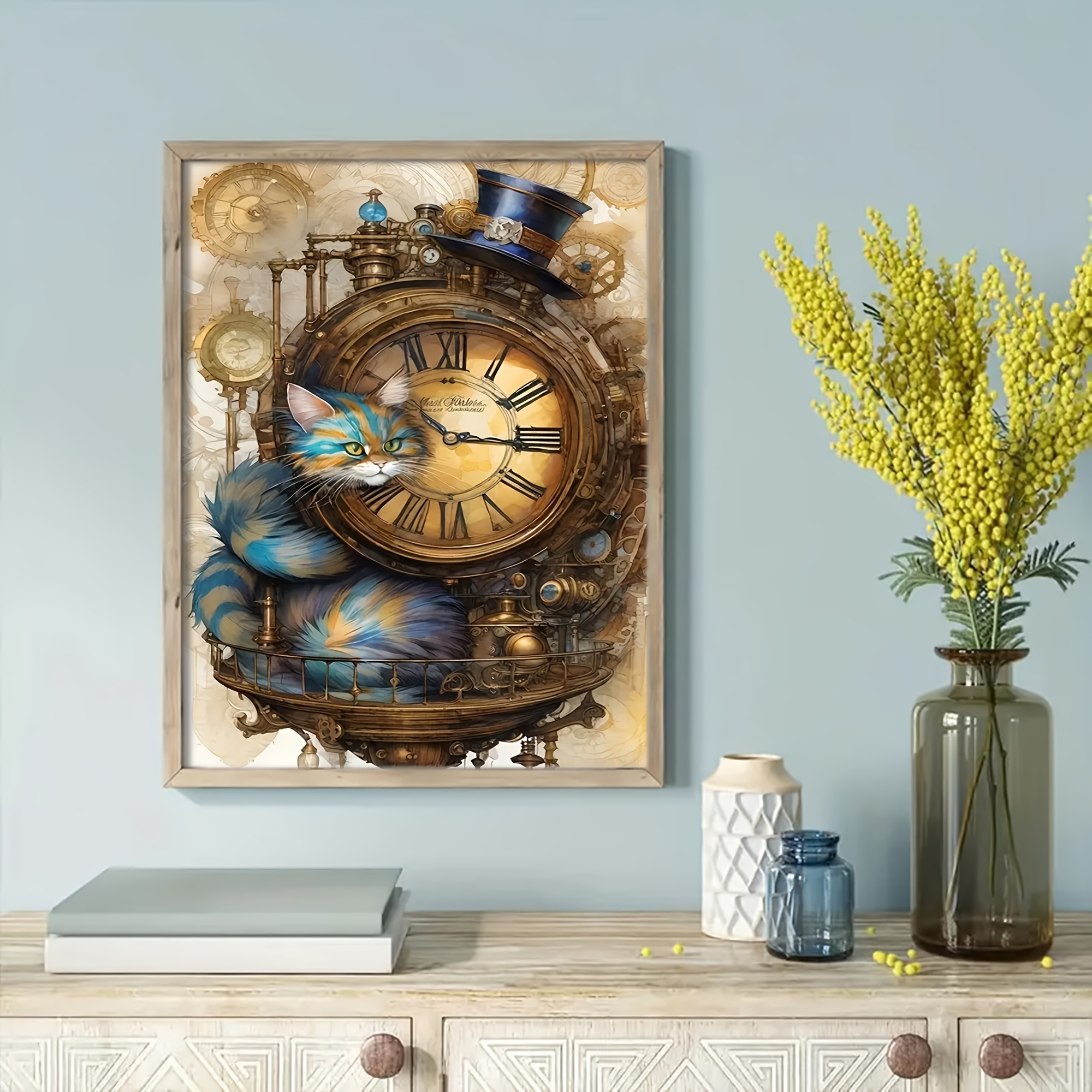 TEMU 1 Set - Creative Clock Pattern Cross Stitch Painting Kit, Art Needlework, 11ct Cross Stitch Fabric Painting Decoration Crafts, Handmade Cross