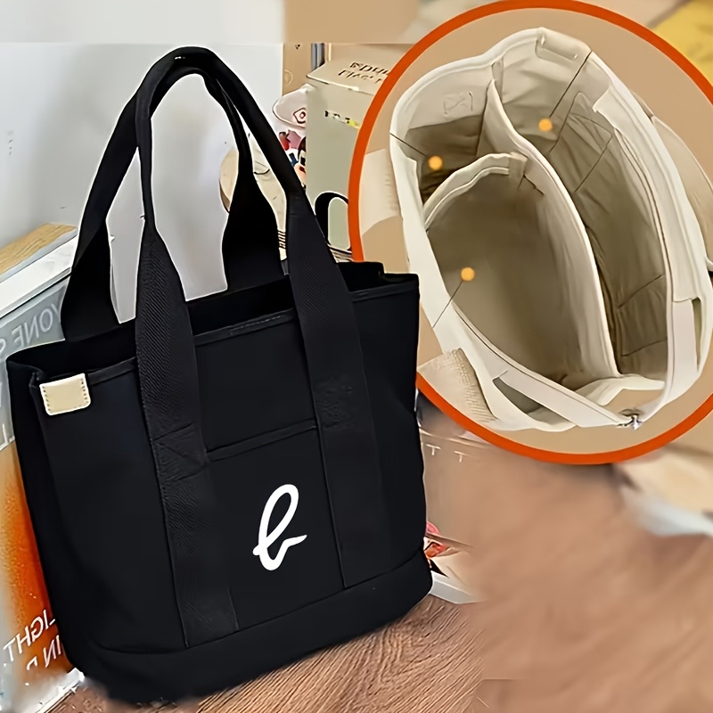 大容量 軽量ハンドバッグ 仕切り付き・バックル開閉式 - 旅行、普段使いに最適、2色、本・ノートパソコン収納に広々