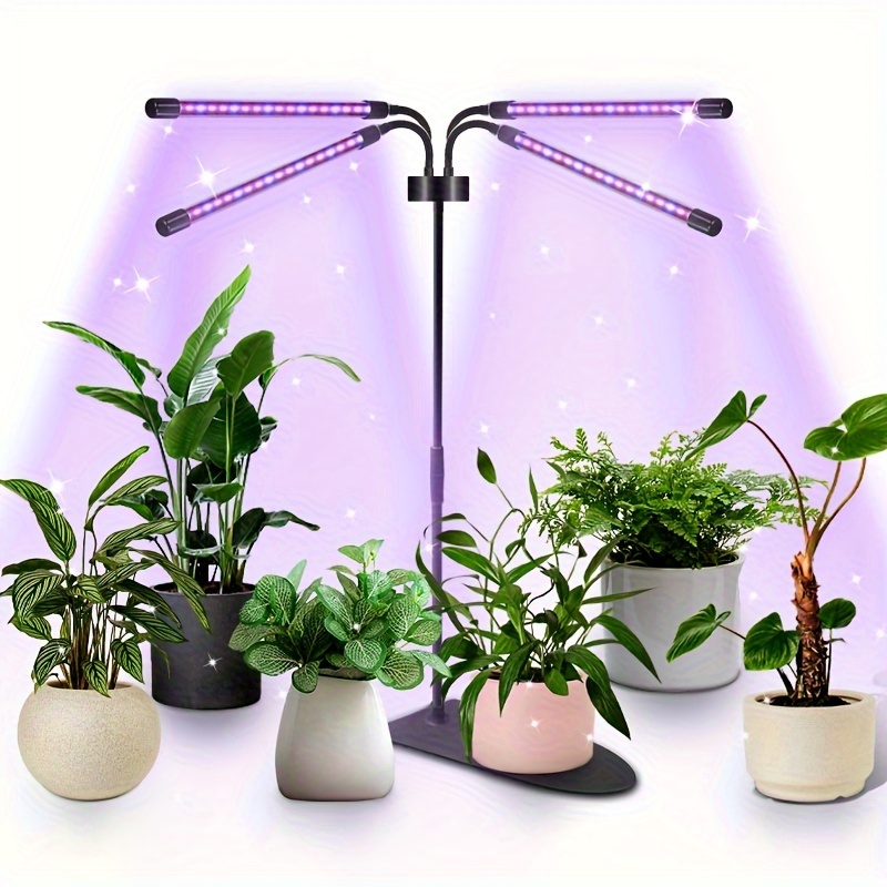 Lampes de croissance pour plantes d'intérieur, 48 LED, spectre complet,  lampe de croissance réglable en hauteur avec minuterie marche/arrêt