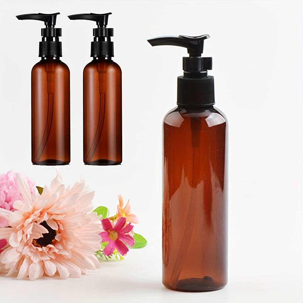 3pcs 100ml Brown Plastic Pump Dispenser Bottles Empty Bottles, Refillable Empty Bottle Containers With Pump , Used For Conditioner Liquid Soap, Shampoo, Shower Gel Pump Toner Dispenser