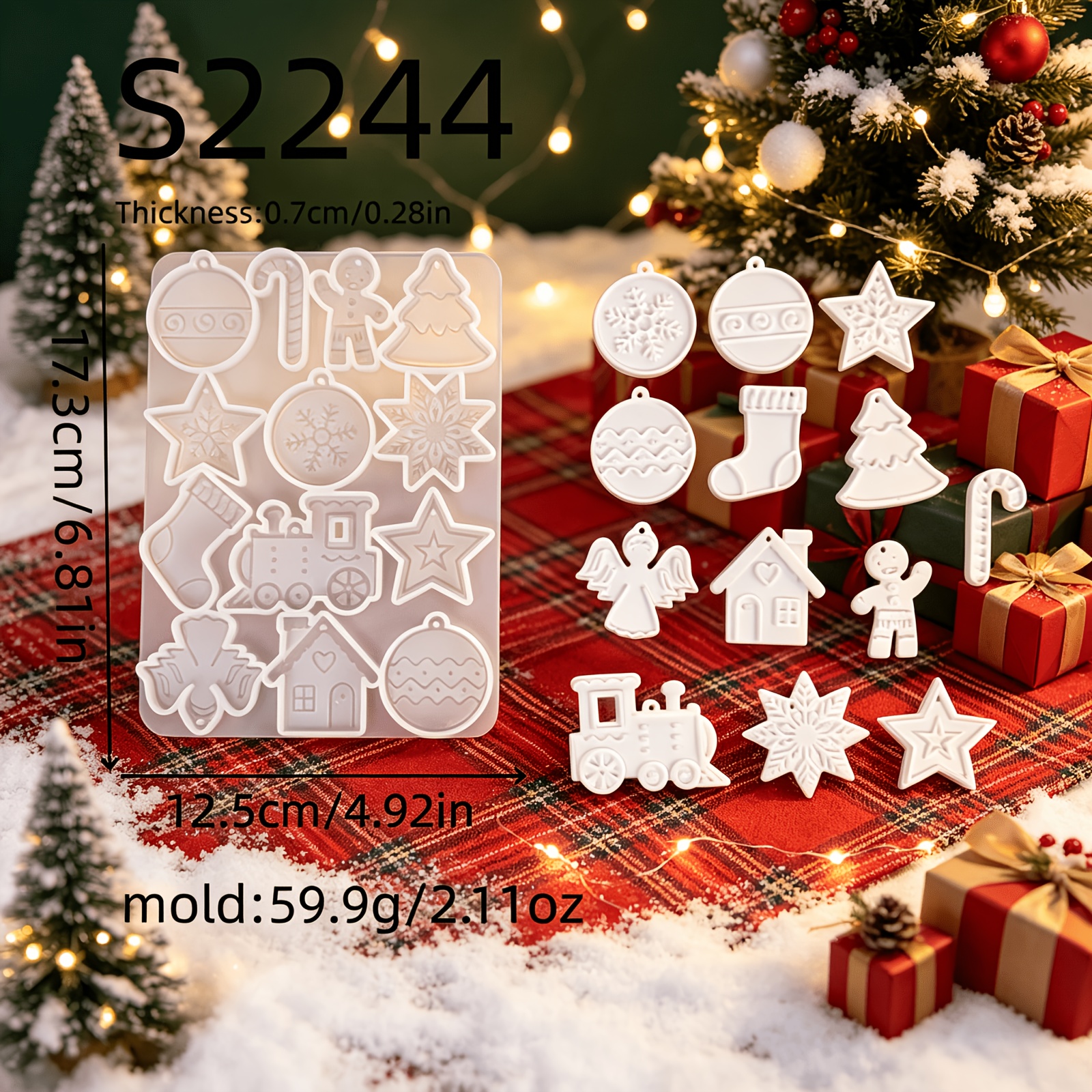 Image of Resin Silicone Mold Christmas Pendant Silicone Mold Candle Silicone Mold Gypsum Decorative Silicone Mold Candle Holder Silicone Mold Home Decoration Epoxy Resin Mold 60g/s2244