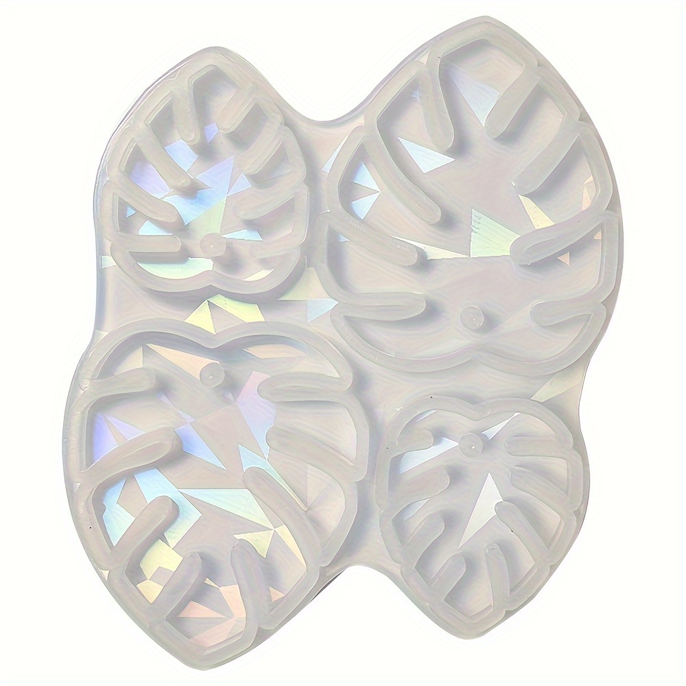 Image of 1pc Holographic Leaf Earrings Silicone Mold - Diy Craft Resin For Pendants & Keychains, Durable & Flexible With Iridescent Finish, Perfect For Gifts &
