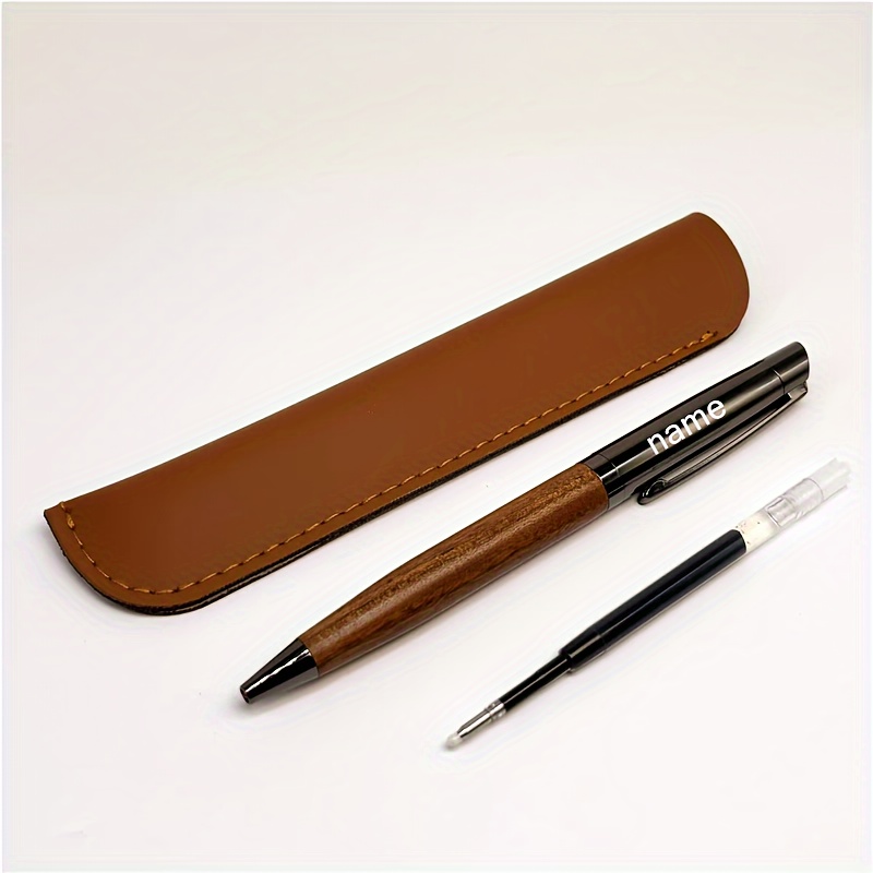 Image of High-grade Solid Wood Metal Ballpoint Pen Neutral Pen 1pc Ballpoint Pen+soft Case +pen Refill, Rotate Out The Pen Refill, 0.7mm Medium Oil Pen Filled. Gifts
