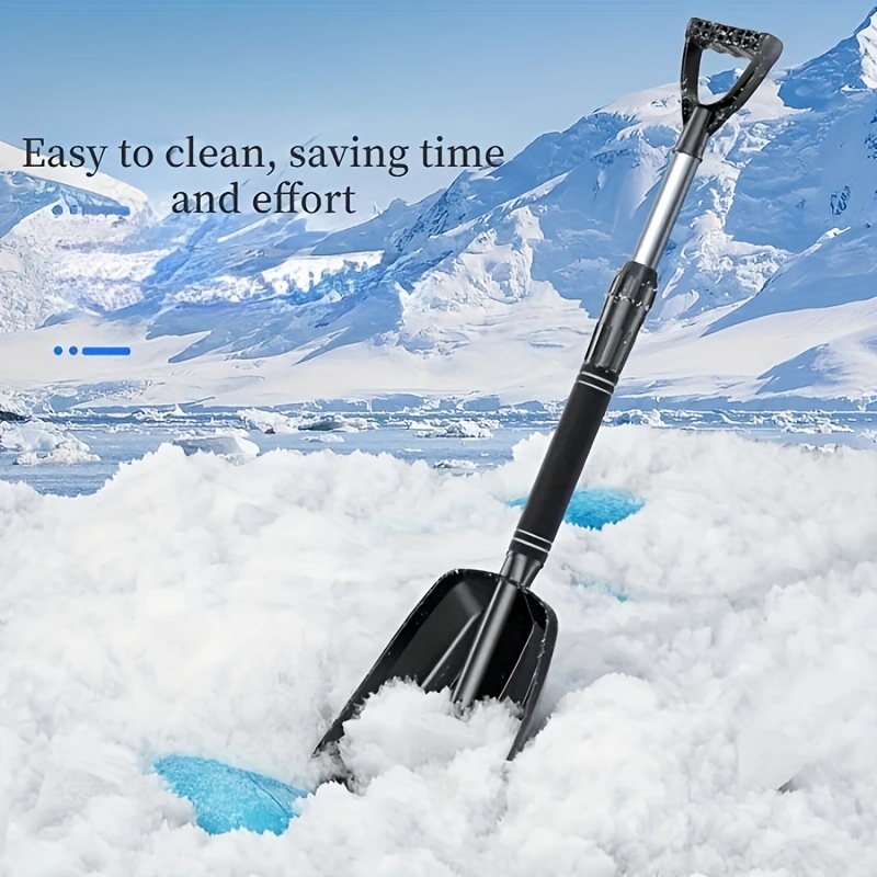 TEMU 2pcs/1pc Retractable Outdoor Snow Shovel, Black Aluminum Ice Scraper And Car Suv Removal Tool, Car Snow Remover, Car Snow Shovel, Suv Snow
