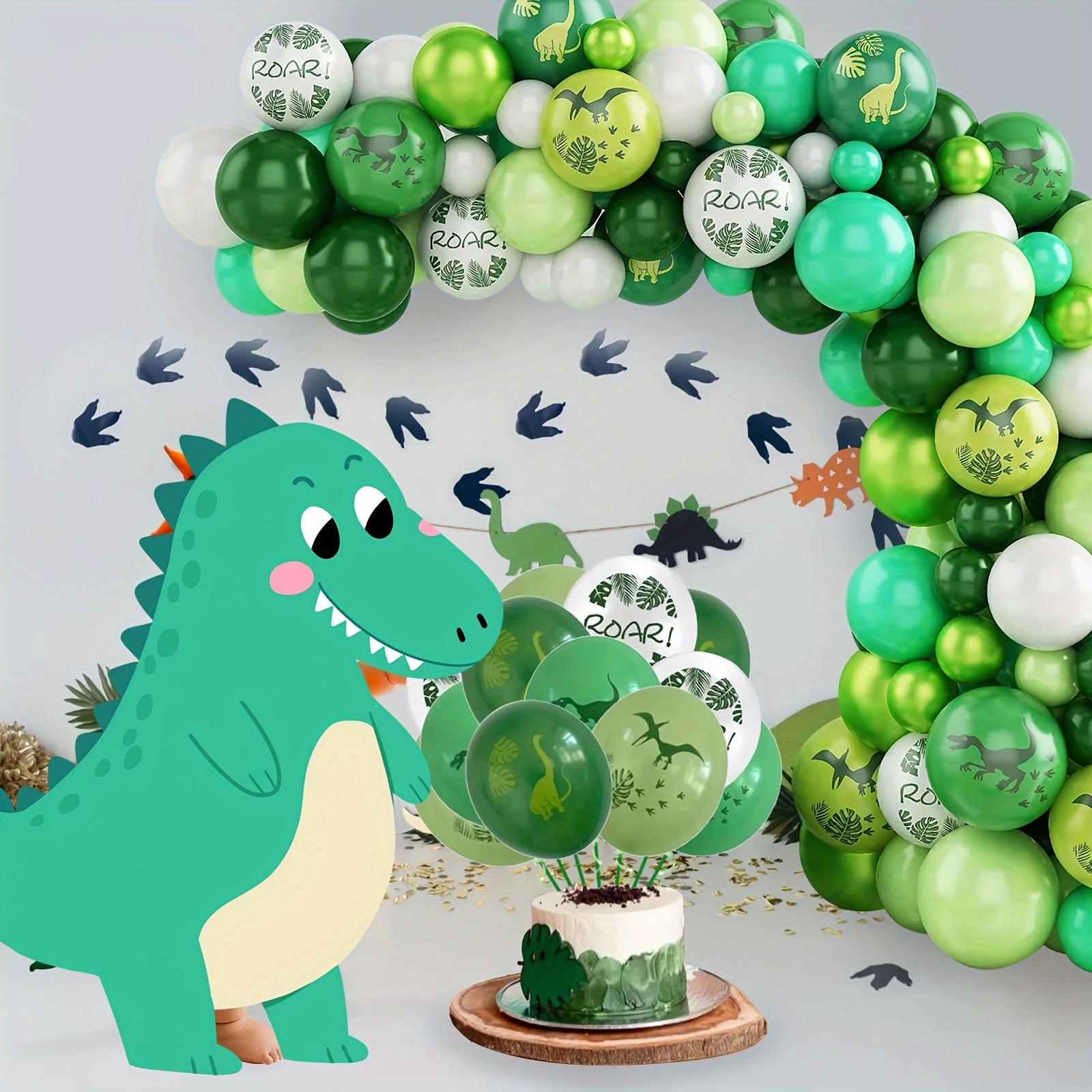 

89pcs, Dinosaur Themed Balloon Party Background Decoration Green Series Jurassic Suitable For Birthday Party Decoration Scene Decoration Balloons Outdoor Party Decoration