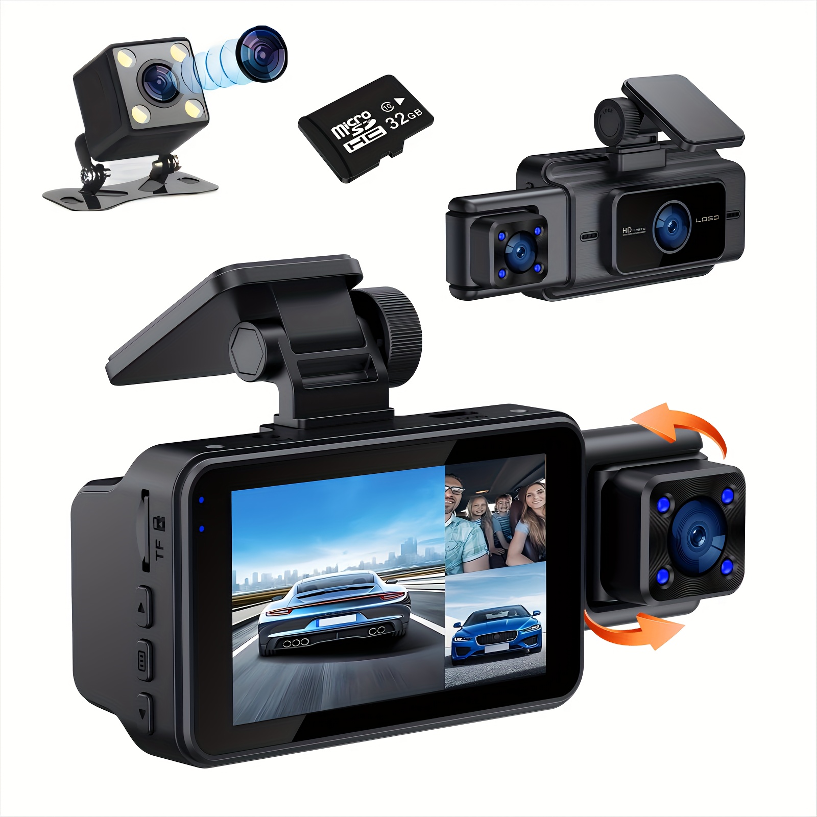 

Cam, 4k+1080p Cam And , 32gb , 3.0 'ips Cam, 170° , 3 Cam -in , , Wdr, , 24h Moni