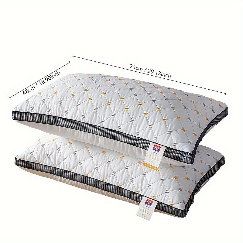 

2pcs Style Quilted Bed Pillows, 100% Polyester Fiber, Theme, , Zipper Closure, Machine Washable, For Multi-position Sleepers - Dorm & Hotel Use