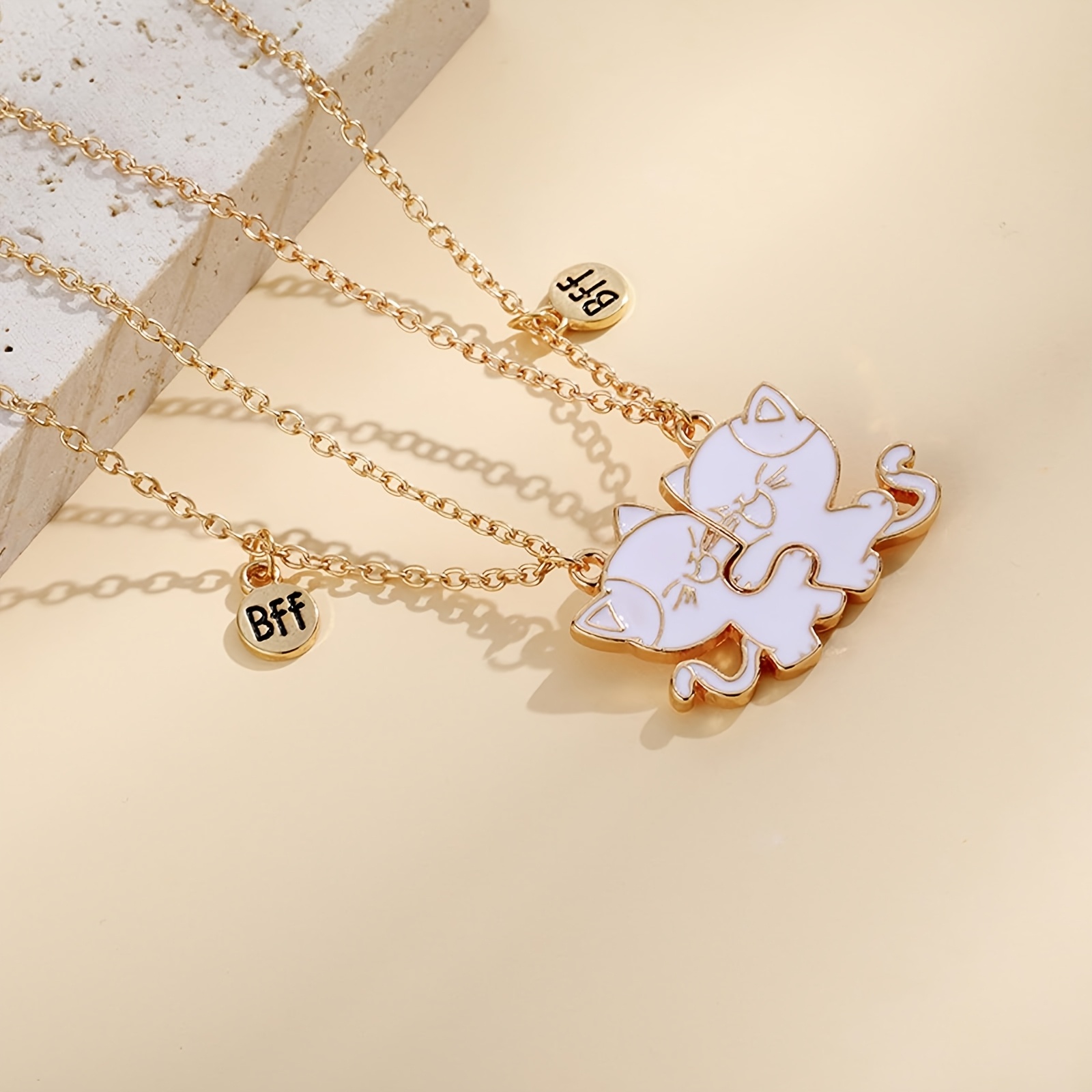 2pcs Cat Friendship Necklace with Pendant Set