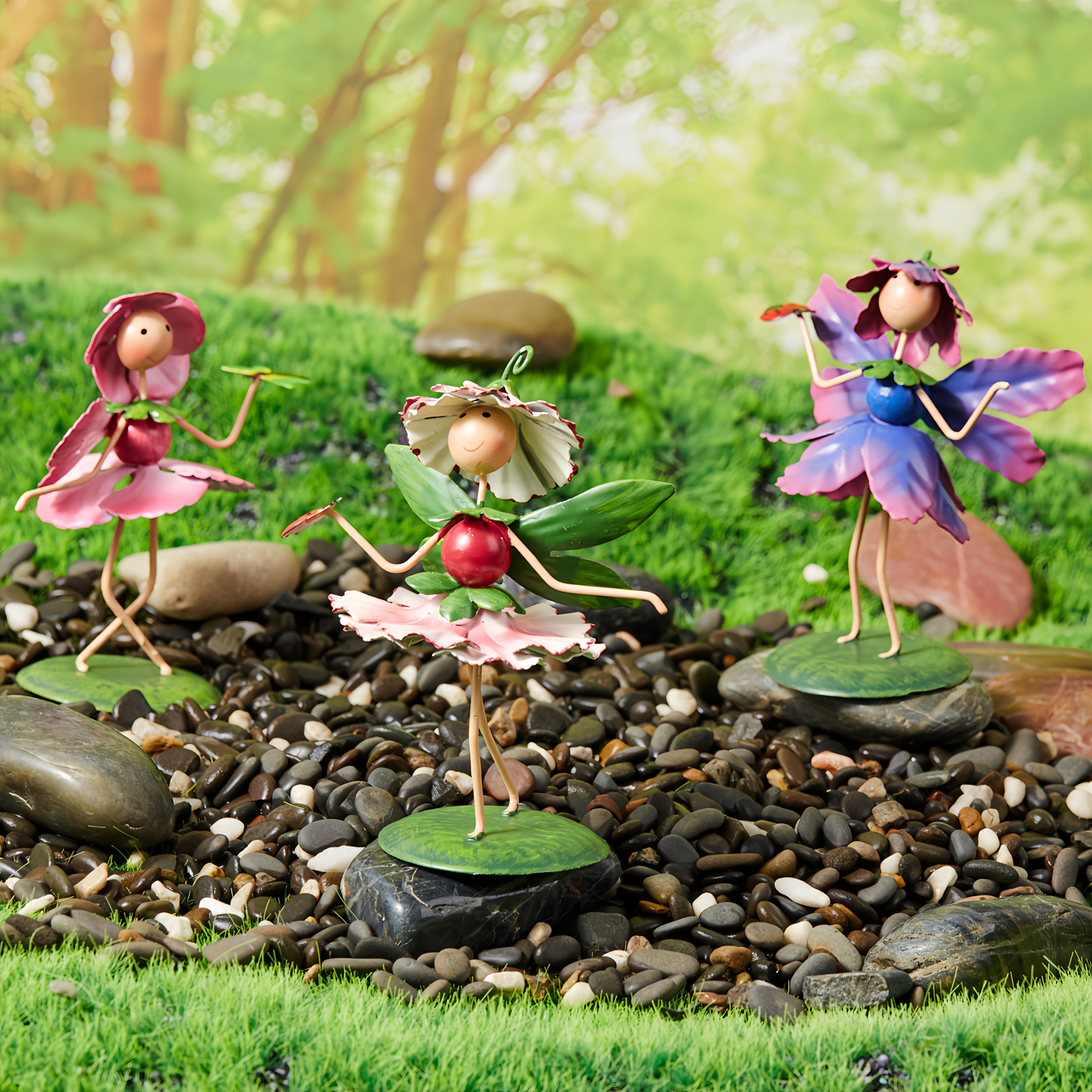 handcrafted metal fairy garden figurines forest - Temu