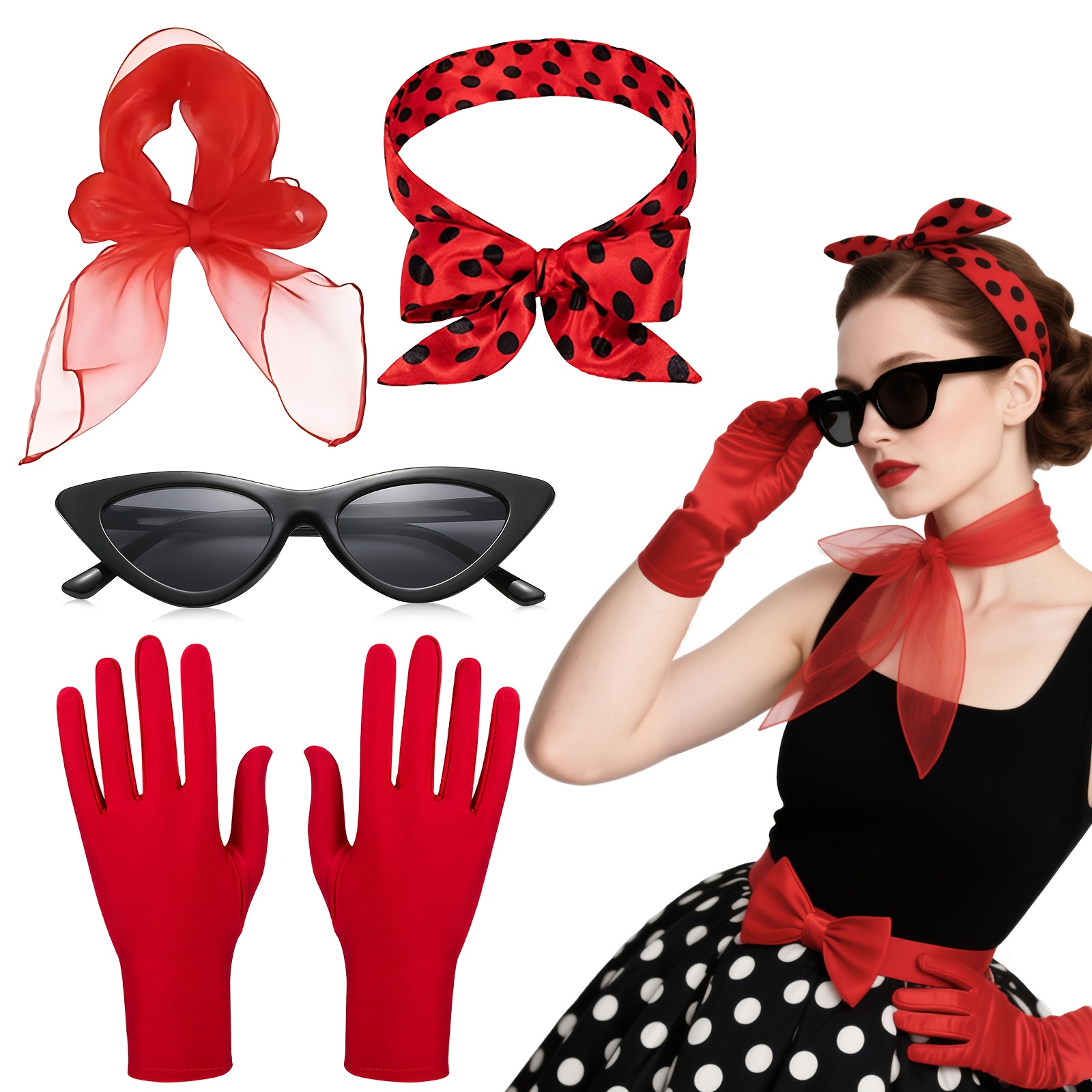 3pcs 50s outfits women 50s halloween costume outfit Temu United