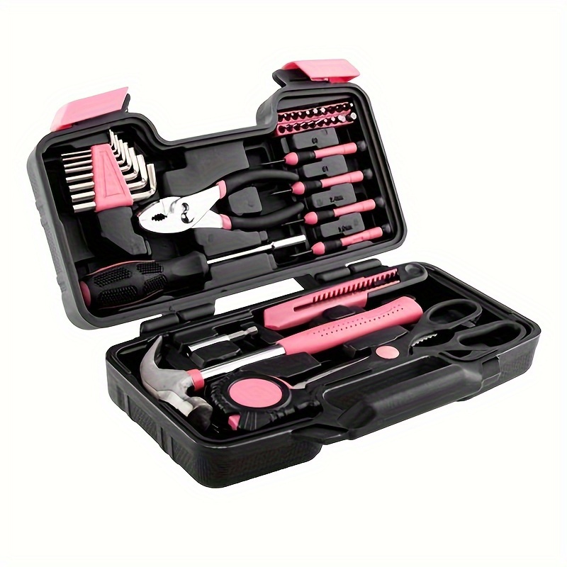 

39pcs Tool Kit Pink, A Kit That Contains Basic Tools Needed For Most Repairs