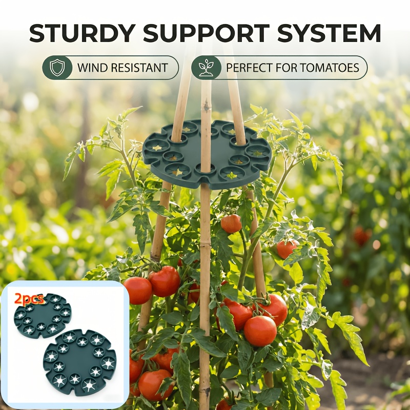 E-shop 2/6/12 Stück Pflanzenstützpfosten-Halter – Preisgünstige grüne/dunkelgrüne (zufällig) Kunststoff-Garten-Verbinderscheiben für Kletterpflanzen,