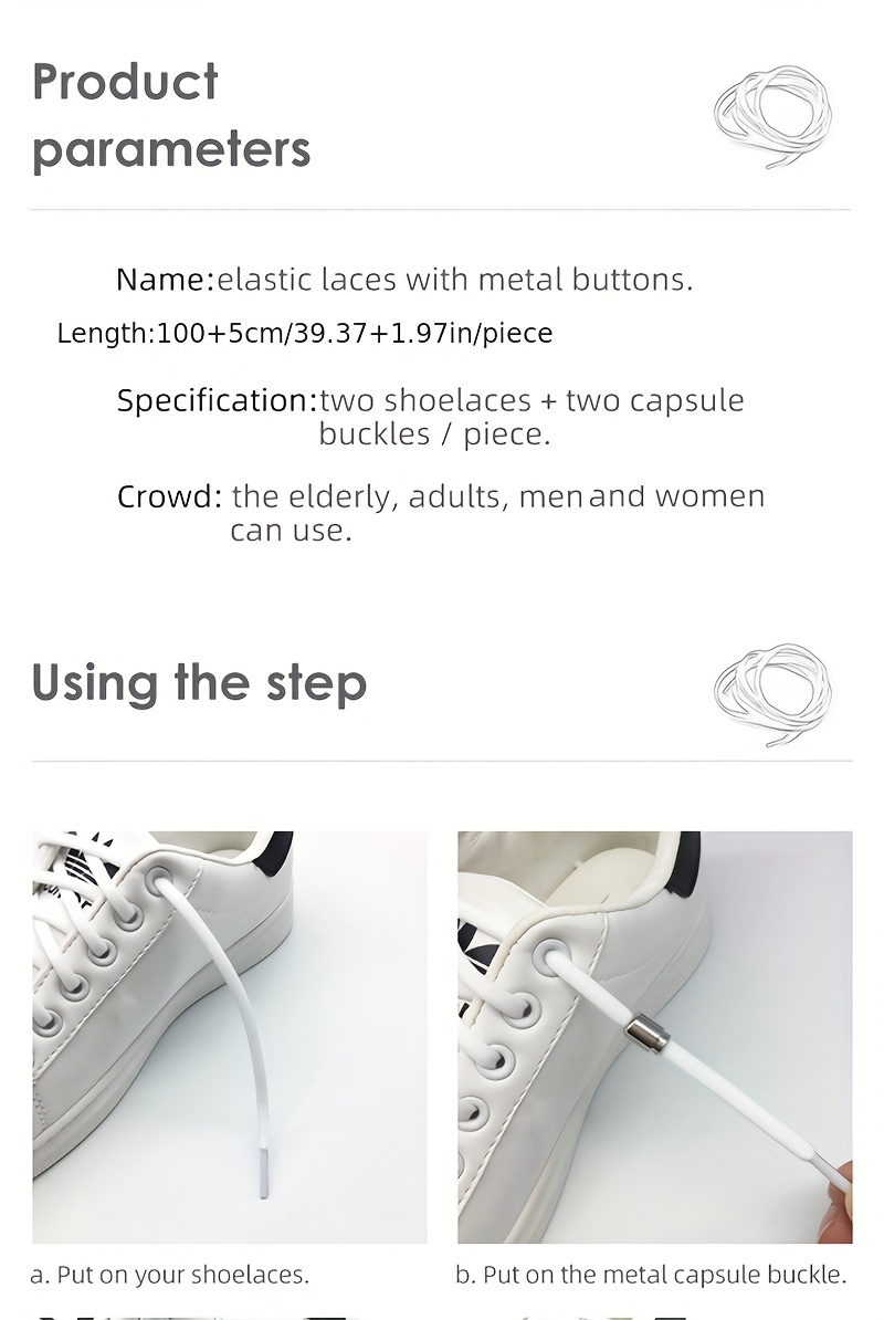 Elastic No Tie Shoelaces Semicircle Shoe Laces and Adult Sneakers Shoelace Quick Lazy Metal Lock Strings Rope