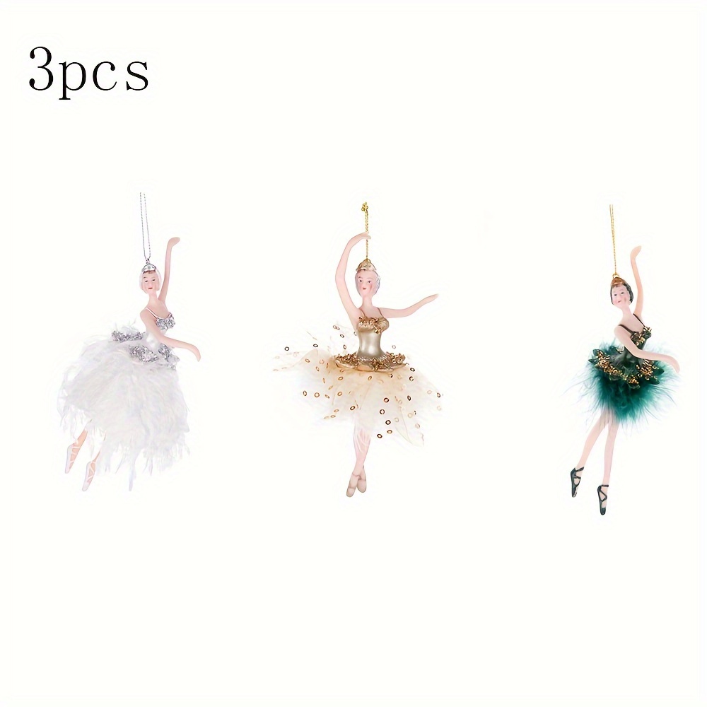 TEMU 3pcs Dancer Ornaments, 17cm Green Christmas Decorations, No Electricity Or Feathers Required, For Christmas