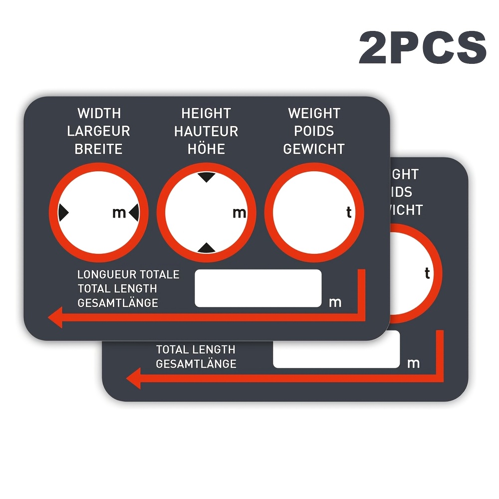 Image of 2/4pcs Professional Rv/truck Stickers, (weight, Height, Width, Length - 3 Languages!), Suitable For Trailers, Rvs, Transport Vehicles, And Other Vehicles! 3.54 X 2.