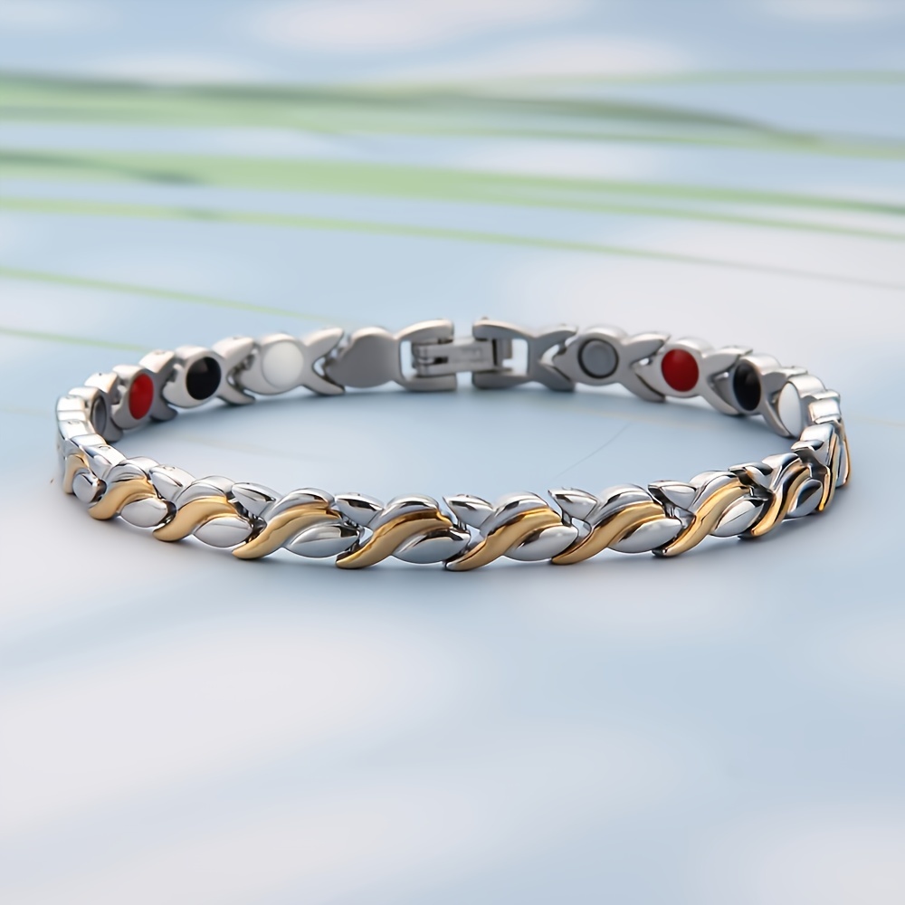 E-shop Edelstahlarmband für Damen und Herren, stilvolle Schmuckstücke mit Magneten, verstellbare Größe mit Werkzeug zur Entfernung, perfektes Geschenk