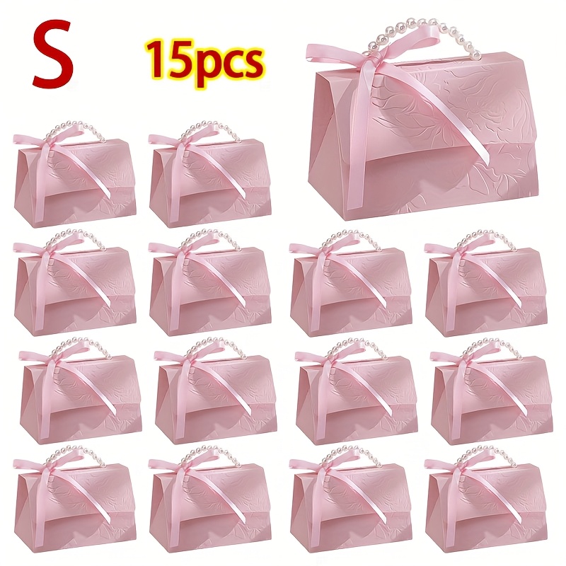 Image of Gift For Her/him 15pcs Pink And -handle Gift Box Set - Fashionable Paper Gift Bags Elegant And Portable - Perfect For Valentine's Day, Weddings, Birthday Parties And Gifting, Christmas, Halloween