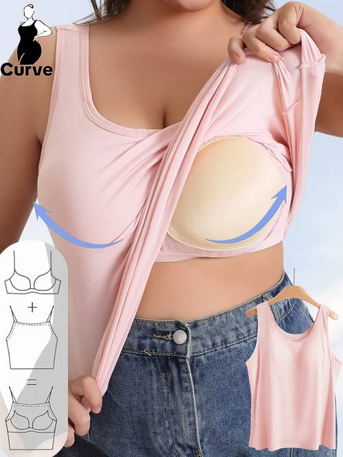 plus size womens vest and bra 2 in underwear sports top friendly high elastic wide strap vest suitable for running exercise wear non removable chest pad plus size sports top