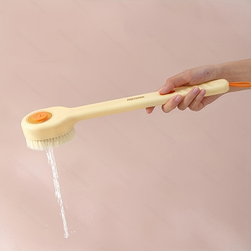 1pc unisex long handled bath brush with soft bristles liquid soap dispenser back scrubber   for independent bathing   sensitive light beige no electricity needed bath brush for showering   modern shower tool durable shower tool Product details 3