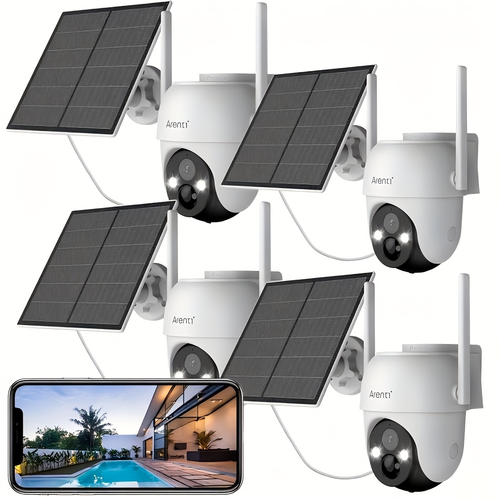 TEMU 4/2/1pc Caméra de Sécurité Extérieure Solaire Fil, Résolution Vidéo 3MP, Caméra CCTV à Batterie pour la Sécurité Domestique, Stockage Cloud/SD,