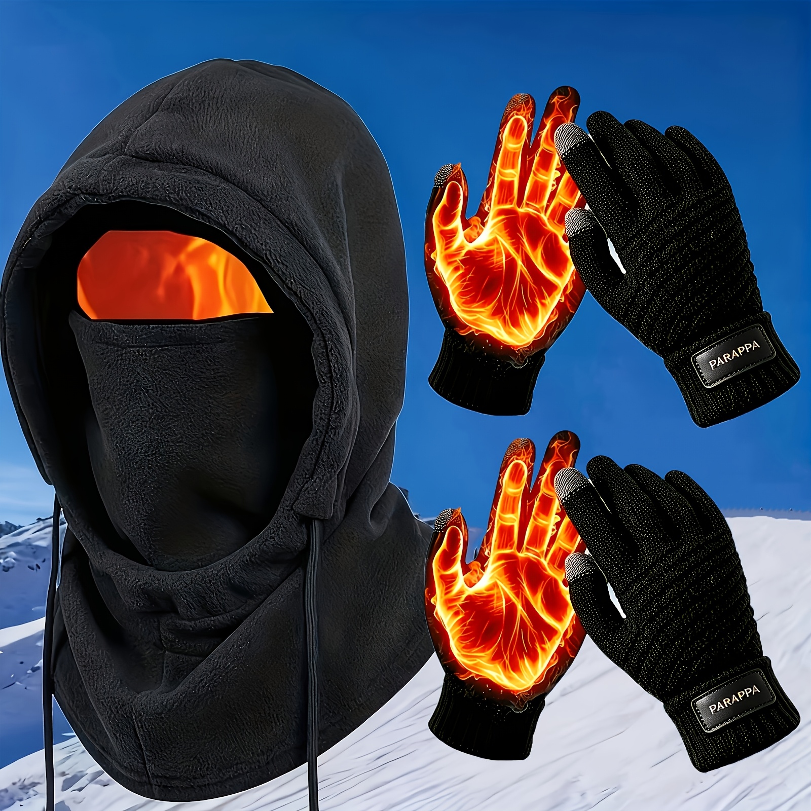 TEMU 3pcs Winter Hats For Men Winter Gloves Set - Winter Warm Hat Thick Knit Beanie Fleece Lined Cold Weather Skull For Outdoor Sports Men Women (