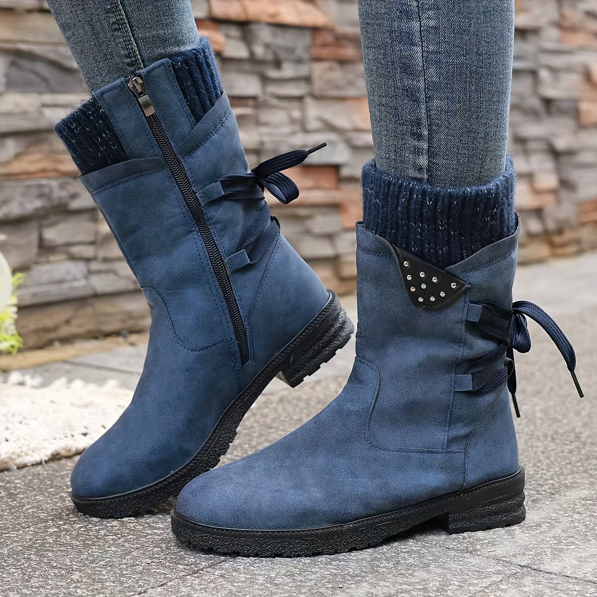 womens vintage   calf knitted boots Product details 7