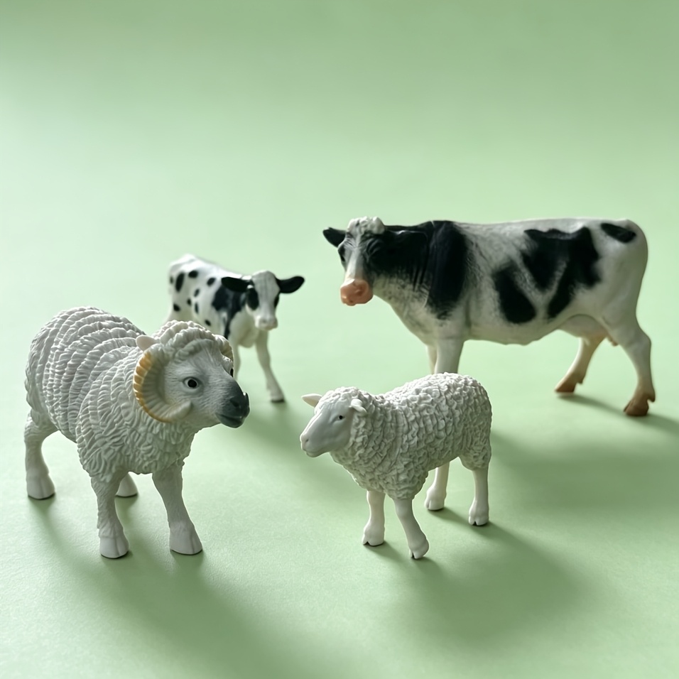 2pcs Cow Set / 2pcs Sheep Set, Mini Animal Figurines